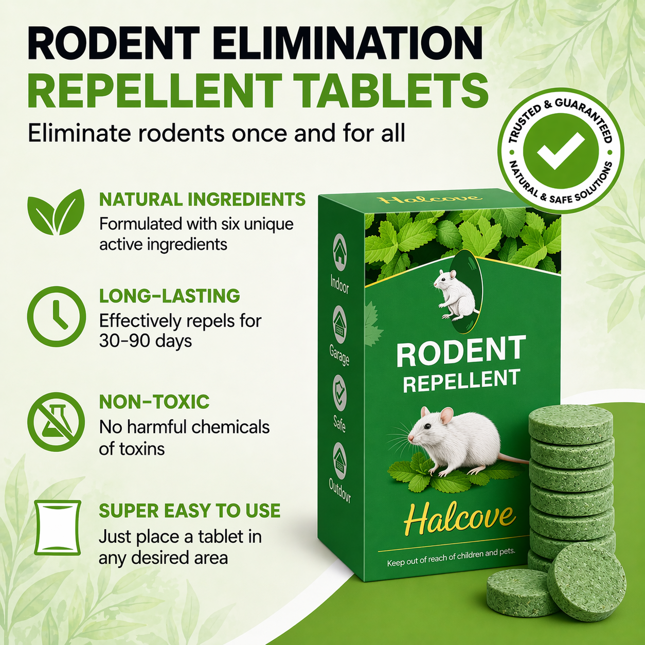 Rodent Repellent Tablet — Create a Home Without Rodents, Safe for Kids & Pets