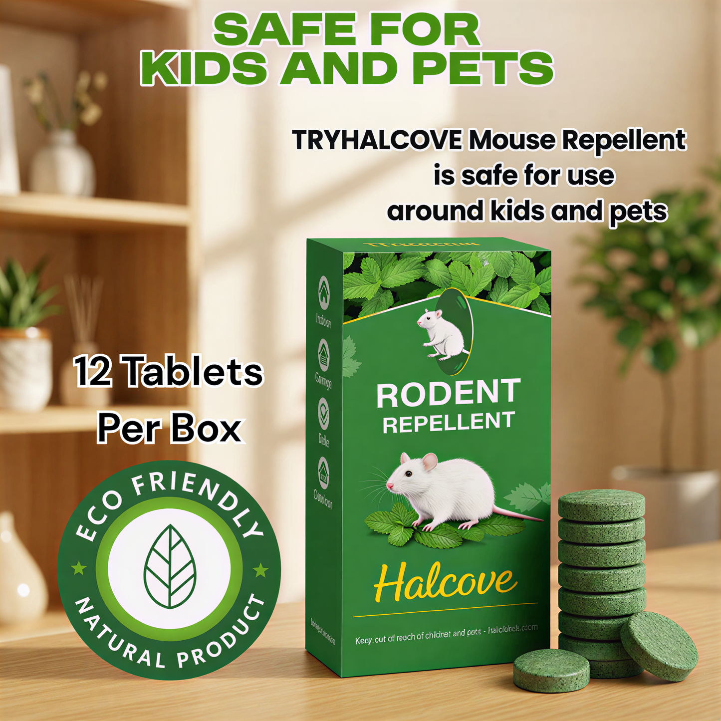 Rodent Repellent Tablet — Create a Home Without Rodents, Safe for Kids & Pets
